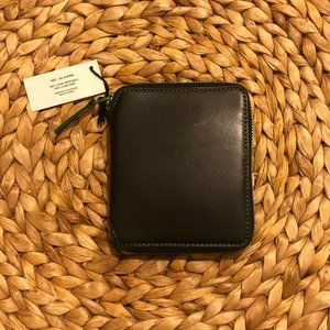CDG HandsomeBlack Leather Wallet with Green Zipper